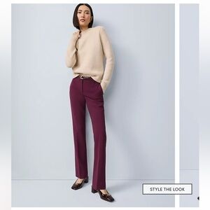 Ann Taylor Women's Dress Pants Straight Leg Stretch Burgundy Size 2 Petite